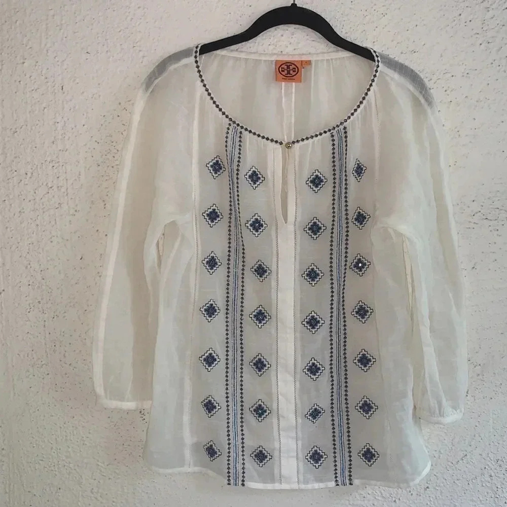 Tory Burch Lucille Beaded Embroidered Size 2